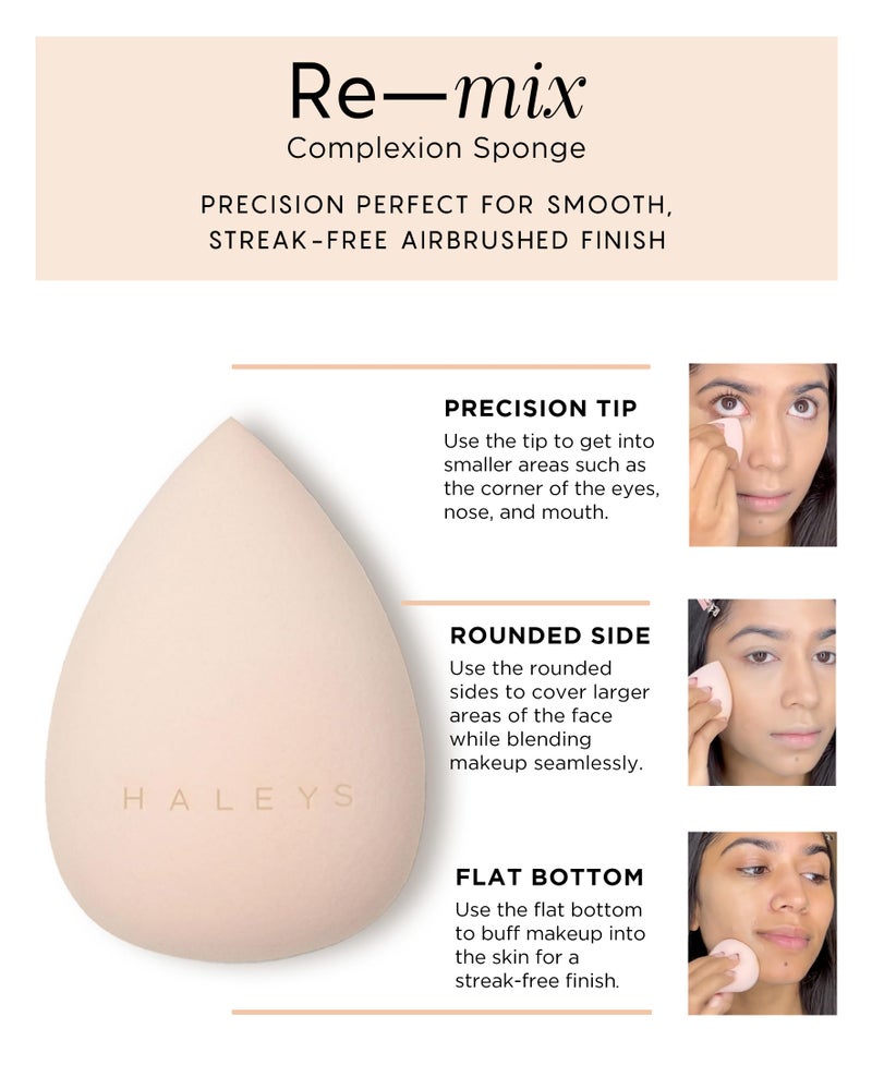 HALEYS Re-mix Complexion Sponge – Latex-Free Beauty Blender Makeup Sponge for Foundation, Concealer & Powder, Vegan, Cruelty-Free Makeup Tool for Seamless, Streak-Free Blending - Image 3