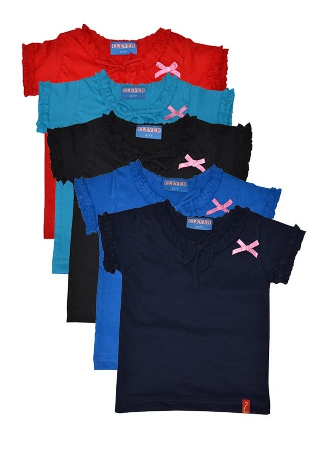 Clever Baby Girl's Tshirt(ZCGT-004-PC5-03-10-11Yrs_Multi_10-11 Years)