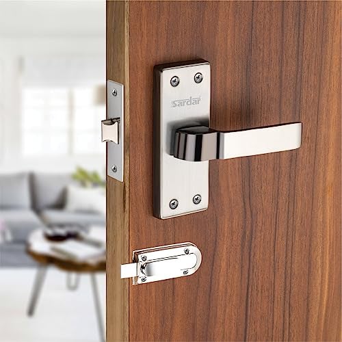 SARDAR NOVO 5" Iron Baby latch| Bathroom Door Handle| Mortise Door Handle with baby latch| Keyless Handle Bathroom| Push to close Latch (With Door Latch) - Image 1