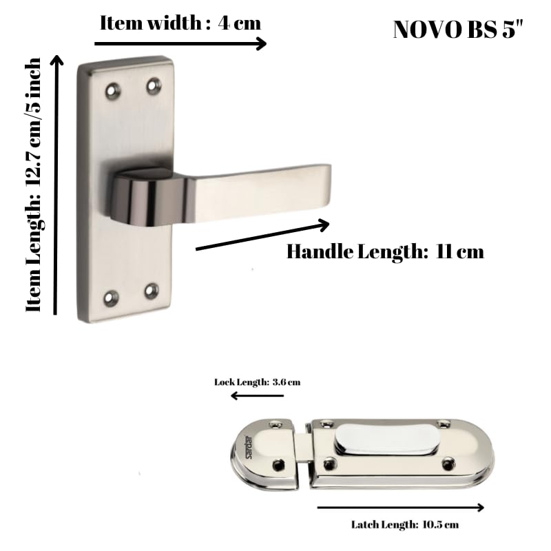 SARDAR NOVO 5" Iron Baby latch| Bathroom Door Handle| Mortise Door Handle with baby latch| Keyless Handle Bathroom| Push to close Latch (With Door Latch) - Image 2