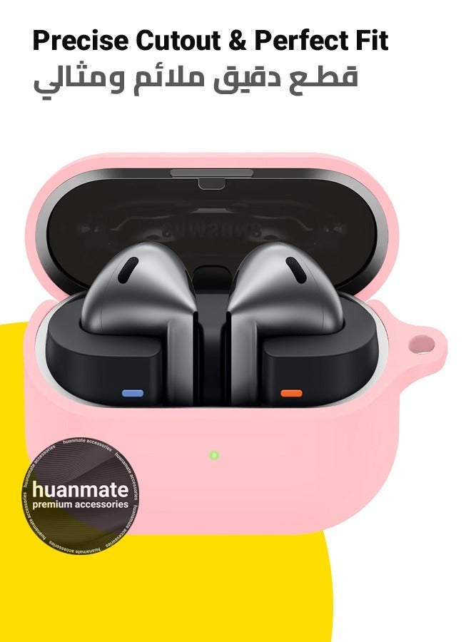 huanmate Samsung Galaxy Buds 3 Silicone Case Cover - Pink - Made with Soft Silicone, Lightweight & Durable - Stylish Design, Accurate Cut-outs, Easy Installation & Removal - Image 2