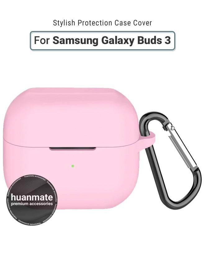 huanmate Samsung Galaxy Buds 3 Silicone Case Cover - Pink - Made with Soft Silicone, Lightweight & Durable - Stylish Design, Accurate Cut-outs, Easy Installation & Removal - Image 1