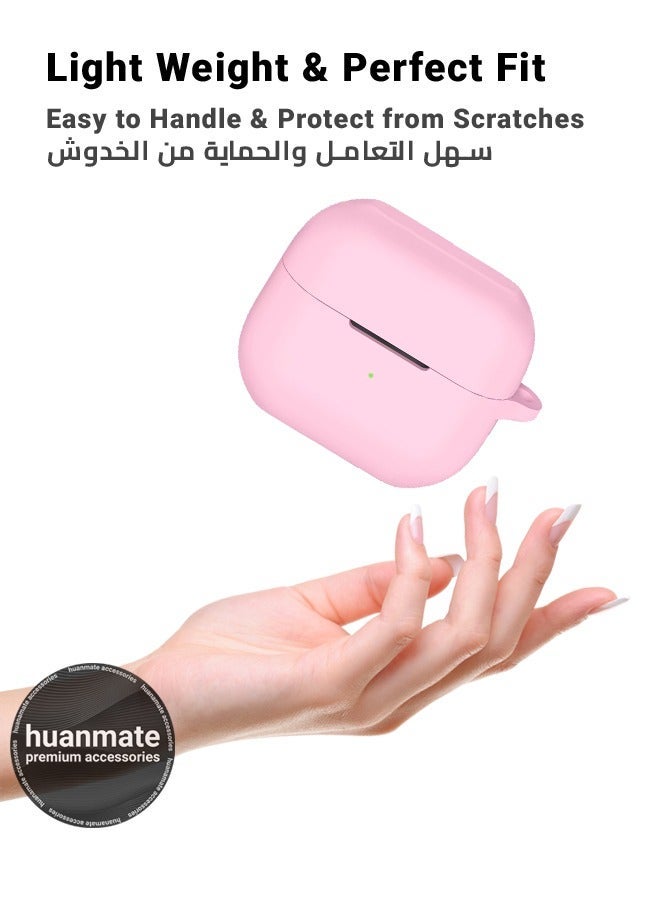 huanmate Samsung Galaxy Buds 3 Silicone Case Cover - Pink - Made with Soft Silicone, Lightweight & Durable - Stylish Design, Accurate Cut-outs, Easy Installation & Removal - Image 3