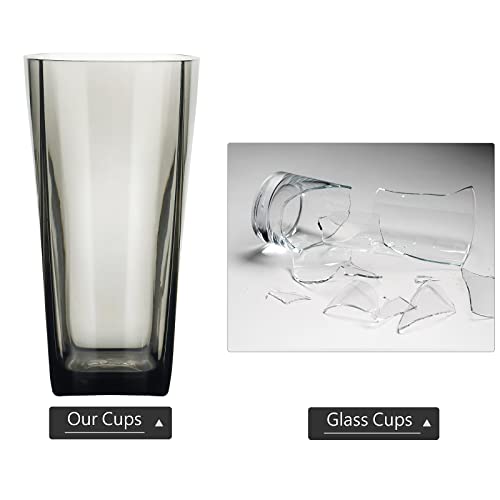 Top-spring 20-Ounce Reusable Plastic Water Tumbler, Clear Shatterproof Drinking Glasses, BPA Free, Set of 6 (20 Oz, Gray) - Image 3