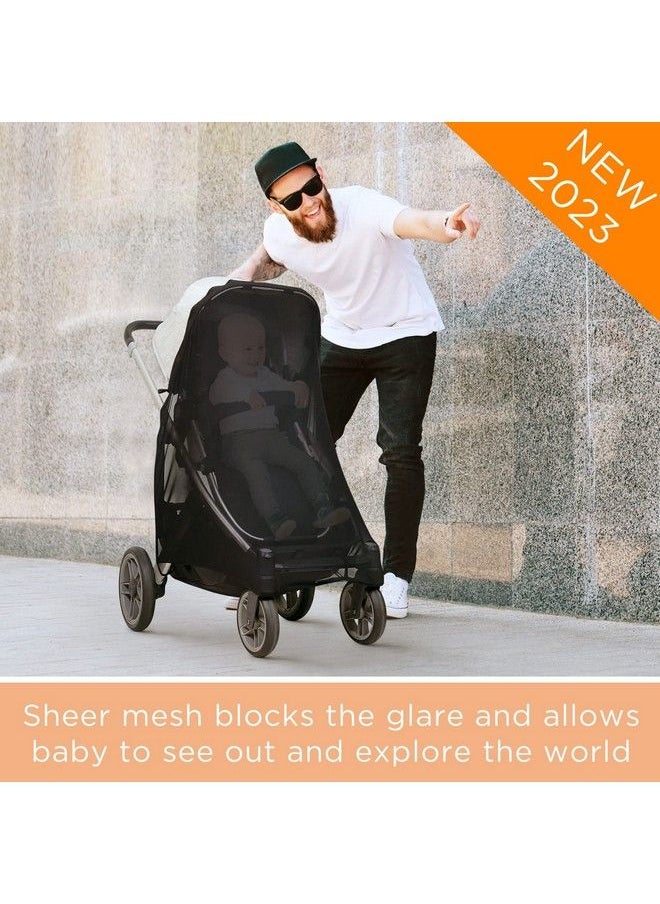 liuliuby Stroller Sun Shade Universal Stroller Cover For Baby Sun Protection Large Stroller Shade Extender See Through Mesh Cover For Sun Blocks Uv Joggers & Stroller Accessories For Summer  - Image 3