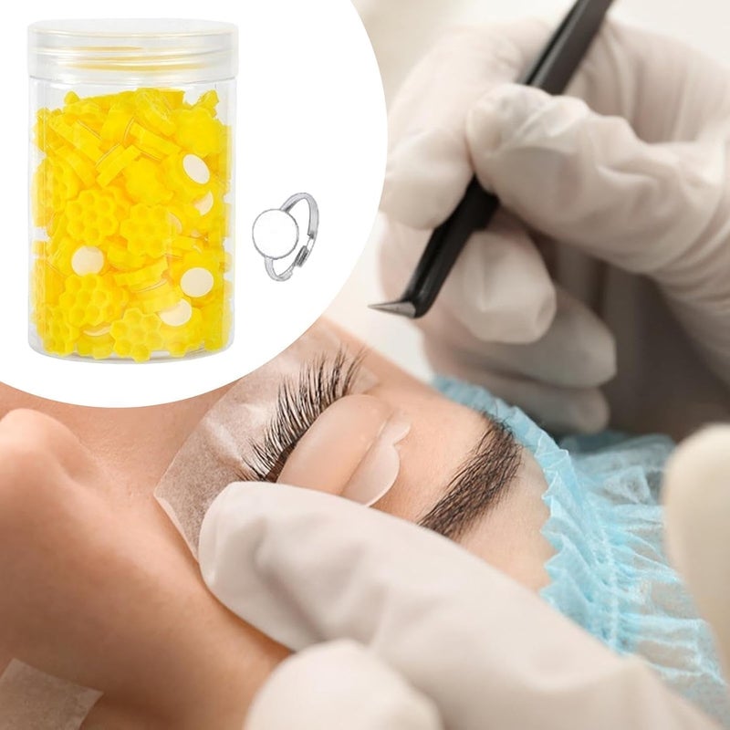 Glue Cups Lash Glue Holder Compact Portable Creative Lash Extension Supplies, for Eyelash Grafting, Honeycomb Yellow - Image 4