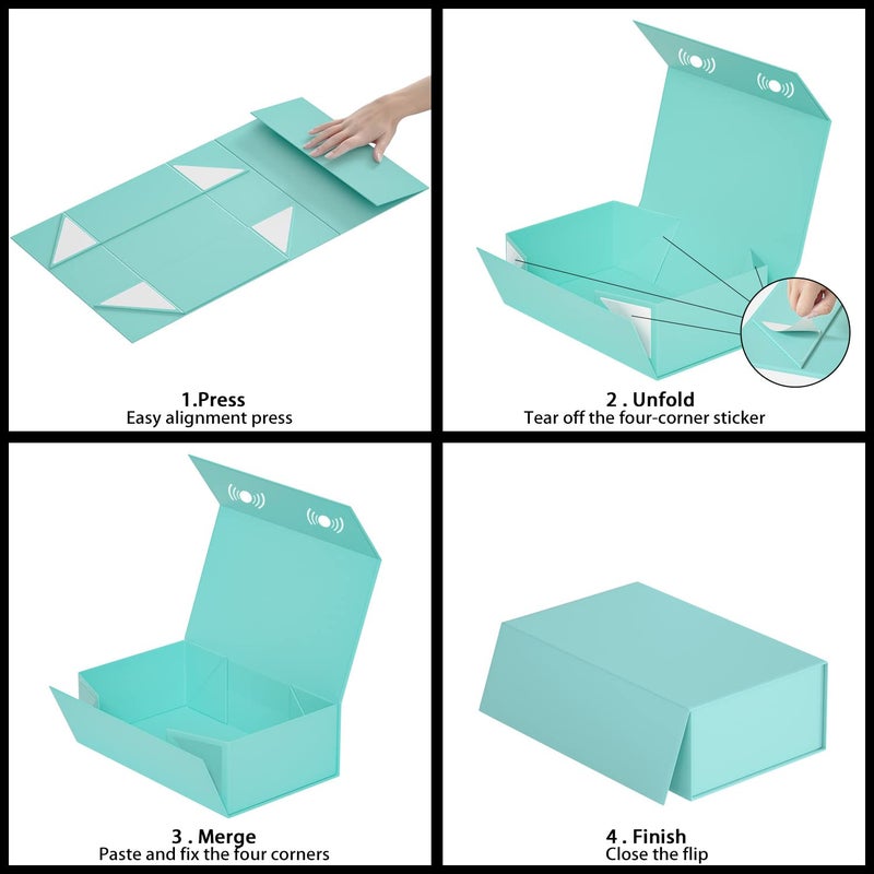 RYDDOY Turquoise Gift Box, 9.5x6x3'' Gift boxes with Lids Magnetic Closure Rectangle Collapsible for Bridesmaid Proposal Box, Wedding, Christmas, Birthday - Image 5