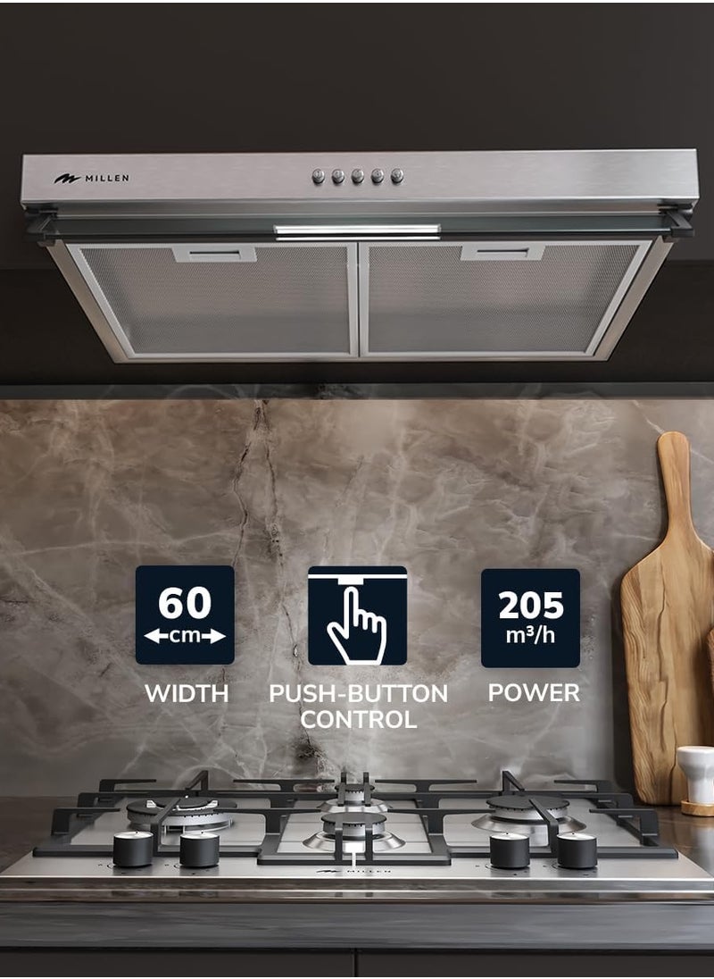 MILLEN 60cm Under Cabinet Stainless Steel Range Hood  - Image 2