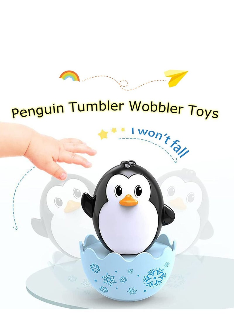 SYOSI - Cute Tumbler Toys Penguin Bunny Chick Roly Poly Egg Toys Soft Bell Tones Colorful Design Portable Toddler Birthday Gifts Party Decoration 3PCS - Image 1