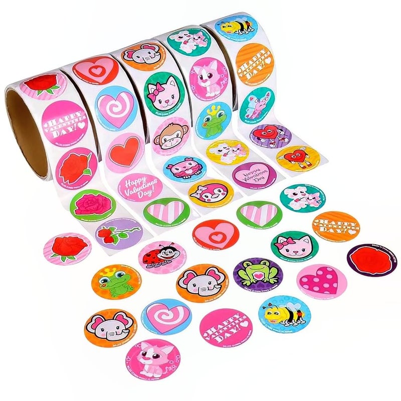 Rhode Island Novelty 5 Rolls of Valentine Stickers - 100 Stickers Per Roll - 500 Stickers Total - Image 5