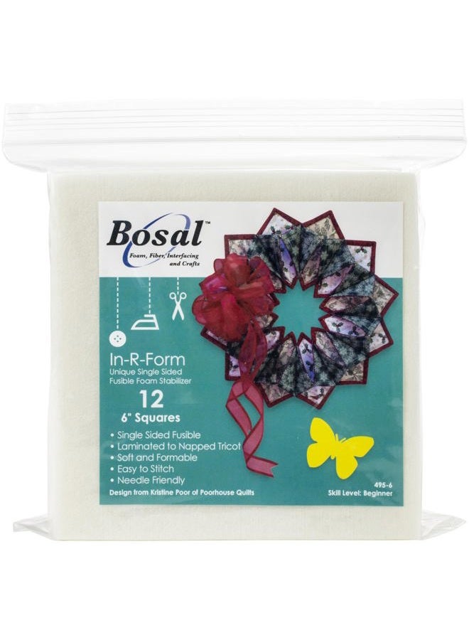Bosal in- R-Form in-R Single-Sided Fusible Foam Stabilizer-6"X6" 12/Pkg, 1 - Image 1