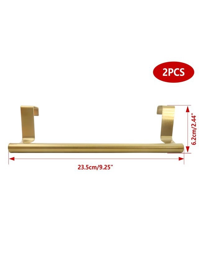 Lilaly 2 PCS Gold 9.25" Kitchen Towel Holder, Gold Towel Bar, Over Cabinet Towel Bar, Dish Towel Holder, Towel Holder for Kitchen Cabinet for Kitchen Bathroom - Image 2