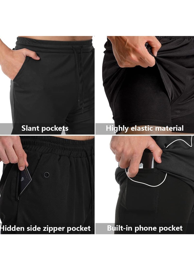 MIXDE Men's Running Short Athletic Workout Sports Shorts Mens 2 in 1 Shorts Multicolor Breathable Gym Short for Men with Phone Pocket  - Image 4