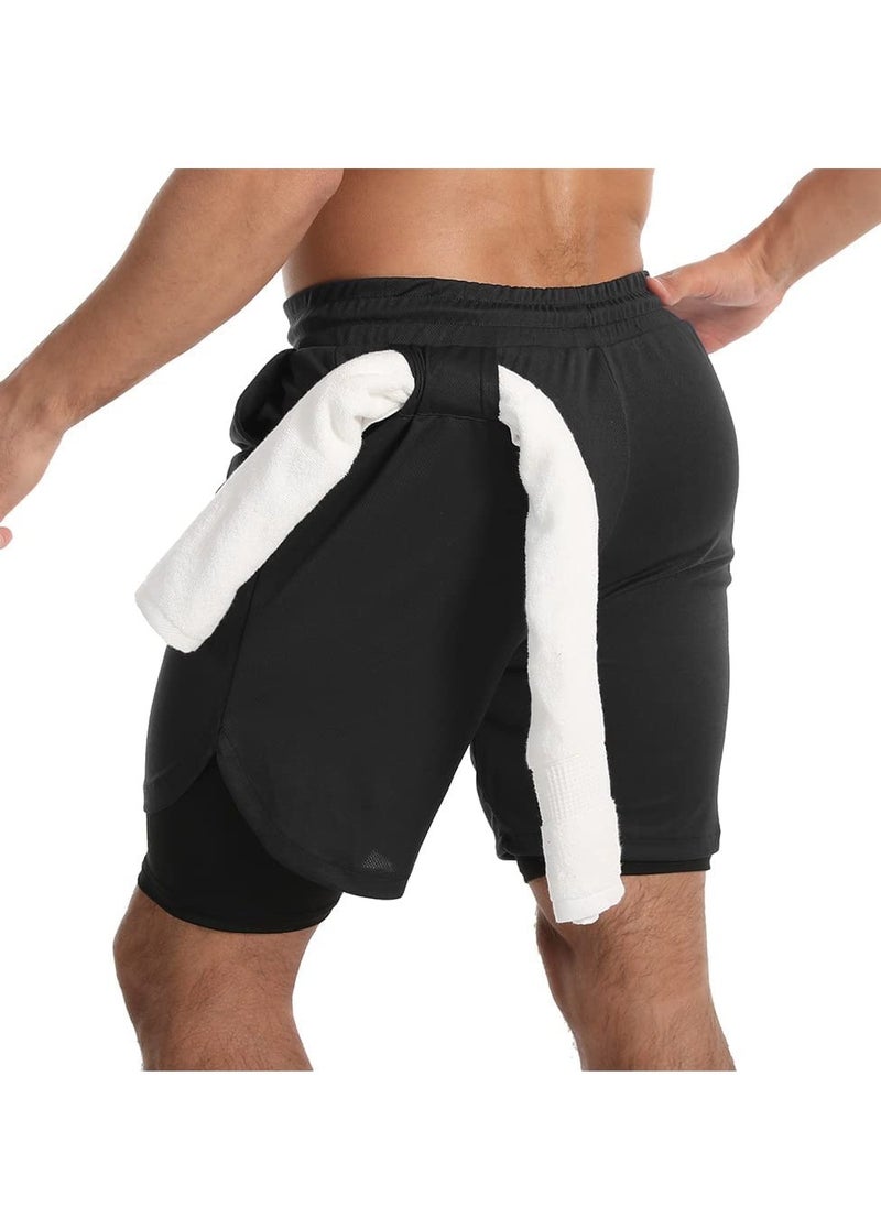 MIXDE Men's Running Short Athletic Workout Sports Shorts Mens 2 in 1 Shorts Multicolor Breathable Gym Short for Men with Phone Pocket  - Image 2