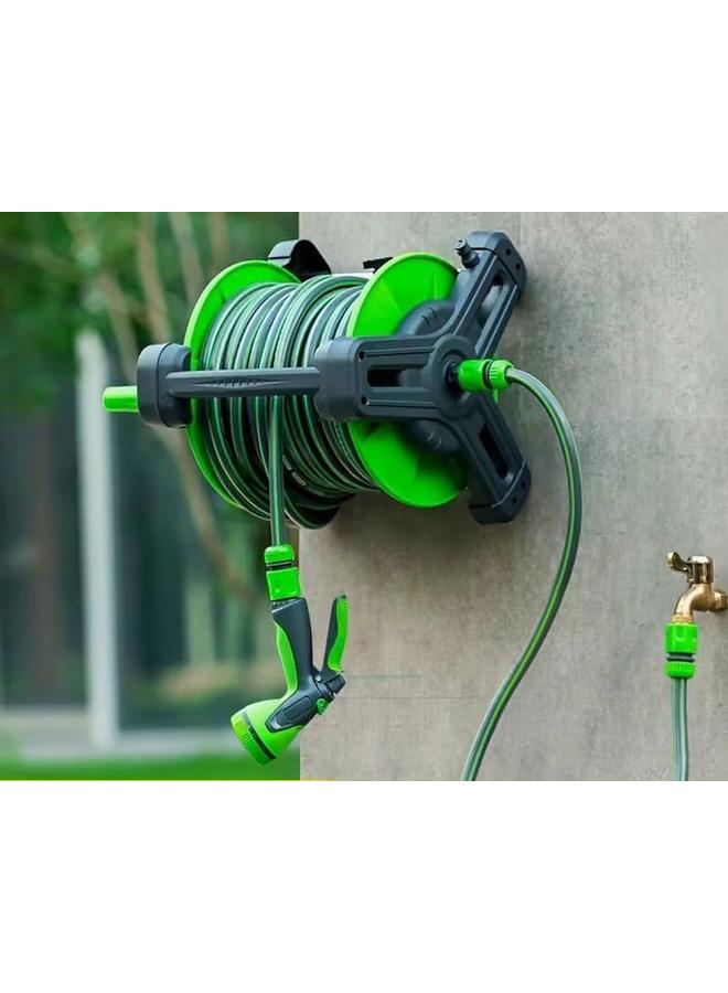 SKY-TOUCH Multifunction Hose Reel Rust Resistant Frame Includes Wall Bracket 22.5M Hose Diameter 2.5M Water Inlet Pipe Universal Faucet Connector Green - Image 2