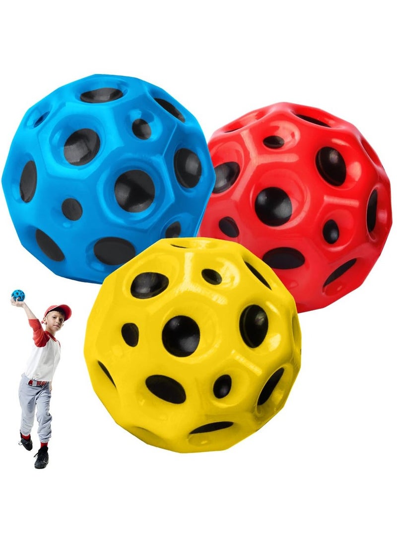 SYOSI 3 PCS Space Ball 6.5cm Extreme Moon Ball PU Bounce Ball Sensory Ball High Bouncing and Sounds Meteor Ball Helps Improve Hand Eye Coordination Great Sensory Ball for Kids Teens Pocket Money Toys - Image 1