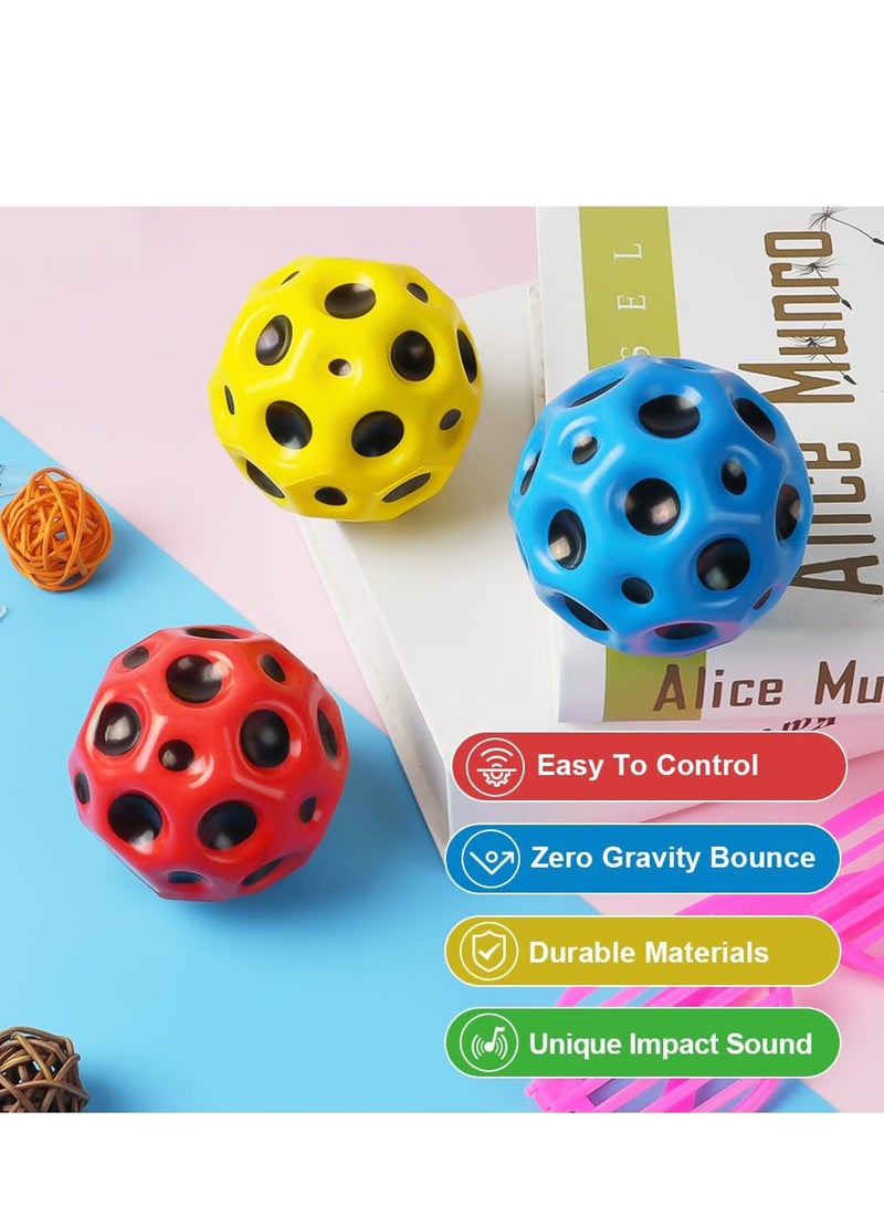 SYOSI 3 PCS Space Ball 6.5cm Extreme Moon Ball PU Bounce Ball Sensory Ball High Bouncing and Sounds Meteor Ball Helps Improve Hand Eye Coordination Great Sensory Ball for Kids Teens Pocket Money Toys - Image 3