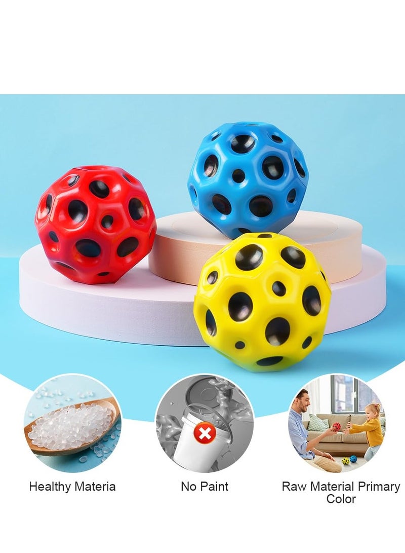 SYOSI 3 PCS Space Ball 6.5cm Extreme Moon Ball PU Bounce Ball Sensory Ball High Bouncing and Sounds Meteor Ball Helps Improve Hand Eye Coordination Great Sensory Ball for Kids Teens Pocket Money Toys - Image 4