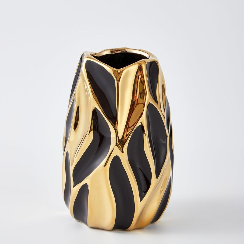 Otartu Black Ceramic Vase For Flowers  Modern Flower Vase Home Decor  Small Vase  Ceramic Vase For Pampas Grass Decorative Vase  For Farmhouse Coffee Table Bookshelf Home Living (Black Small) - Image 1