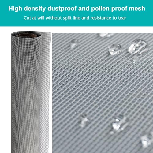 JOOFAN High Density dustproof and Pollen Proof net Screen mesh Used to Replace Screen Windows and Doors (Grey high-Density mesh, 109''X37''(276X95cm)) - Image 3