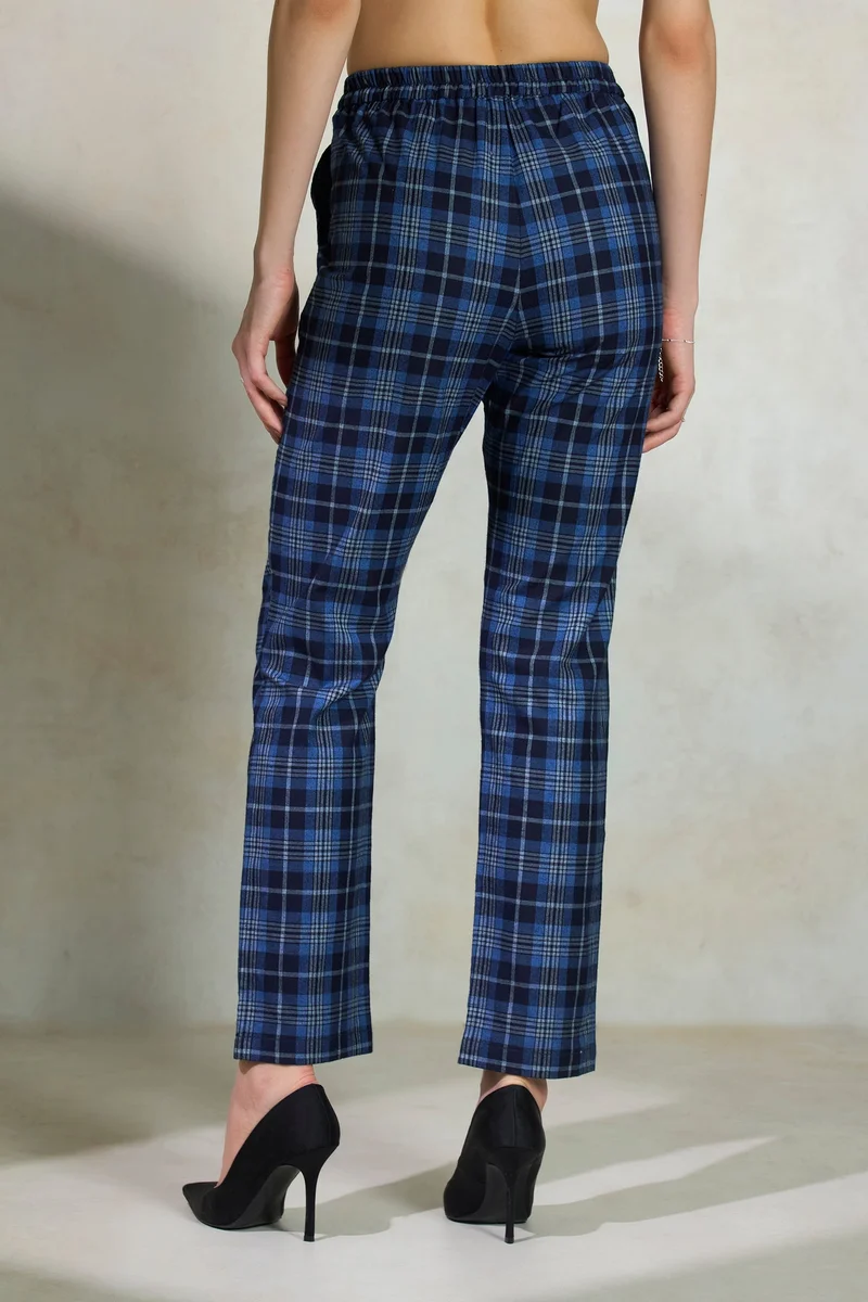 Virgio Cotton Retrocheck Brunchwear Wide Leg Trouser for Women