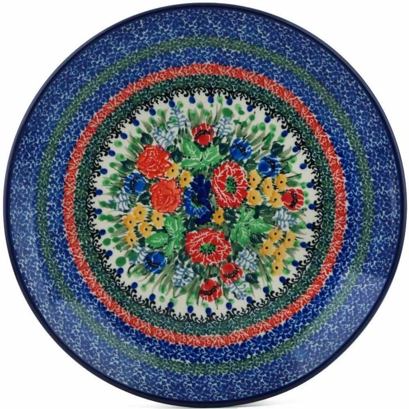 Polmedia Polish Pottery Polish Pottery 10inch Dinner Plate made by Ceramika Artystyczna Wild Garden Theme Signature UNIKAT  Certificate of Authenticity  - Image 1