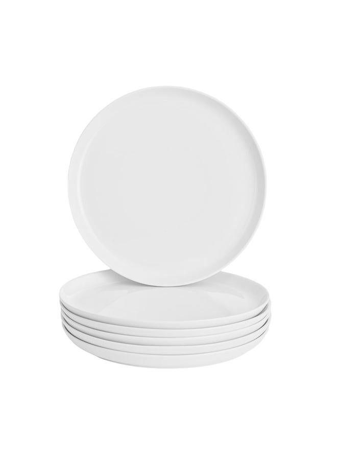 WishDeco White Dinner Plates Set of 6, Porcelain Salad Plates Φ23 cm / 9 inch, Modern Kitchen Plate, Round Serving Dishes, Microwave and Dishwasher Safe, Scratch Resistant, Smooth Glaze - Image 1