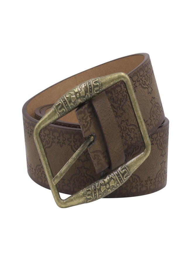 Caviotess Western Belt Strap for Women Vintage Embossed Leather Bucket Belt Y2K Cowgirl Engraved Tooled Belt for Jeans Pants, Brown - Image 4