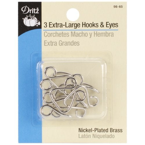 Dritz ExtraLarge Hooks Eyes NickelPlated Brass 3 Count - Image 1
