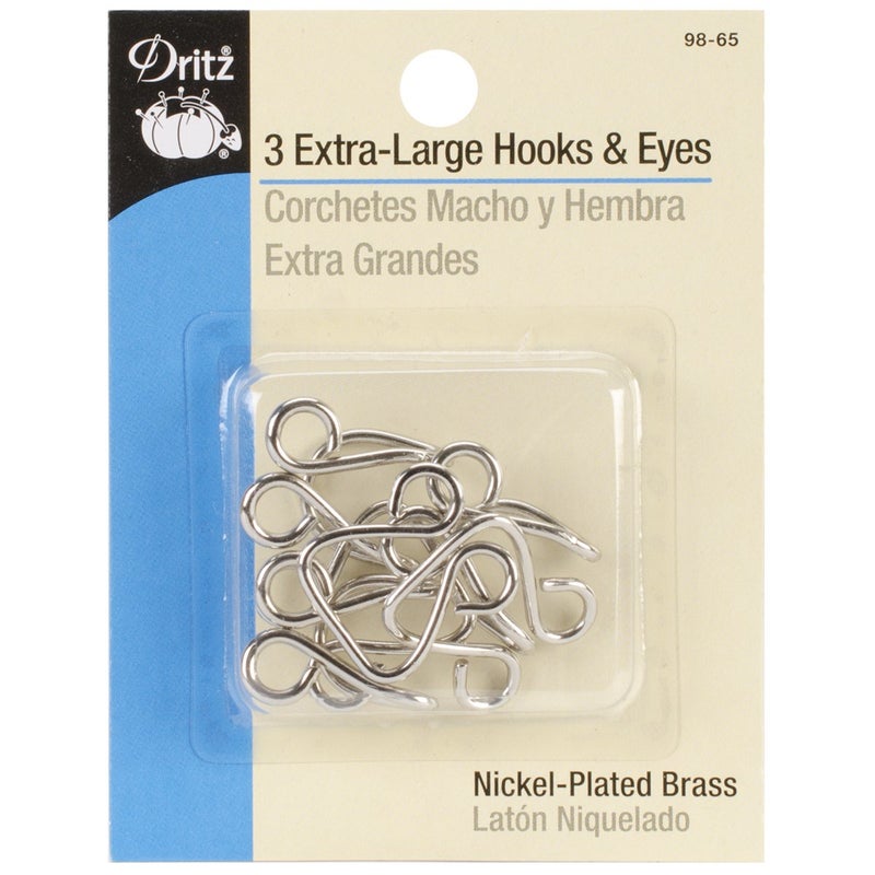 Dritz ExtraLarge Hooks Eyes NickelPlated Brass 3 Count - Image 3