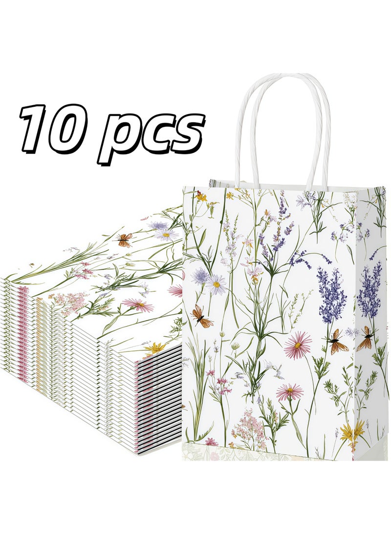 عالم البالونات عبوة من 10 أكياس هدايا ورقية بمقابض، أكياس تغليف هدايا، بالجملة، أكياس هدايا للحفلات، أكياس ورقية للتسوق من متاجر المواد الغذائية، أكياس هدايا لحفلات الزفاف وأعياد الميلاد وحفلات الكريسماس، أكياس حرفية لتجارة المواد الغذائية - Image 1