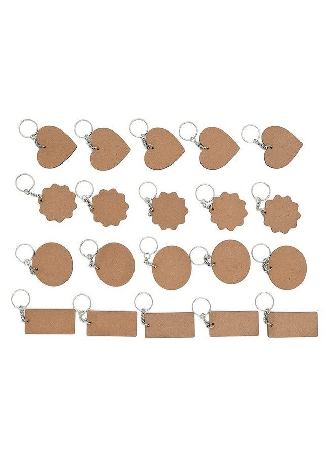 Myenal سلاسل مفاتيح متعددة الأشكال من MDF للطلاء - مجموعة من 20 - Image 1