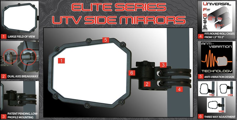 ATV Tek UTVMIR-ES1 Elite UTV Deluxe Single Side Mirror with Dual Axis Breakaway - Image 3