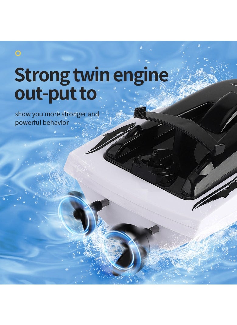 RC Speed Boat Toys, White Shark Model Boat, High-Speed Electric Boat, Twin Engine Power, Rc Shark Mode Ship Toys for Kids  - Image 4