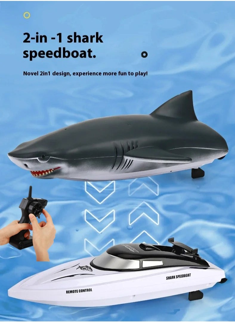 RC Speed Boat Toys, White Shark Model Boat, High-Speed Electric Boat, Twin Engine Power, Rc Shark Mode Ship Toys for Kids  - Image 1
