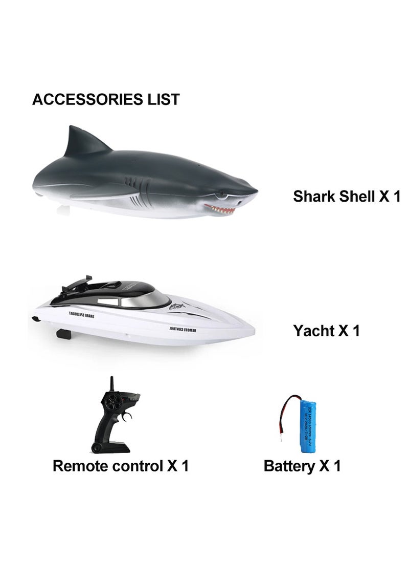 RC Speed Boat Toys, White Shark Model Boat, High-Speed Electric Boat, Twin Engine Power, Rc Shark Mode Ship Toys for Kids  - Image 2