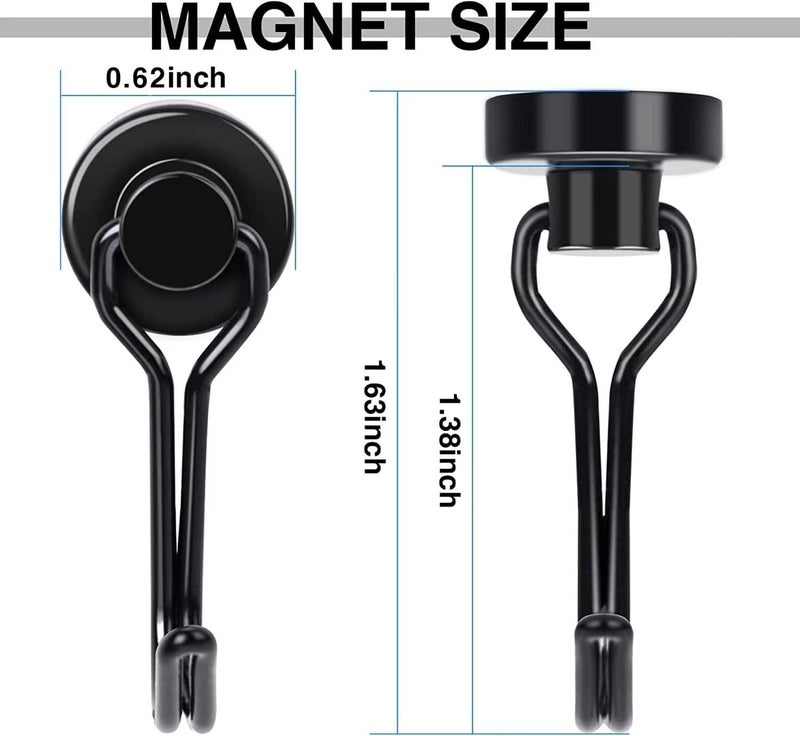 E BAVITE Magnetic Hooks, 30lbs+ Magnet Hook 2026 Cruise Cabin Ship Essentials Heavy Duty Strong Magnets Refrigerator Fridge Hanging for Classroom Beach Vacation Kitchen Grills Home 6pcs (Black) - Image 5