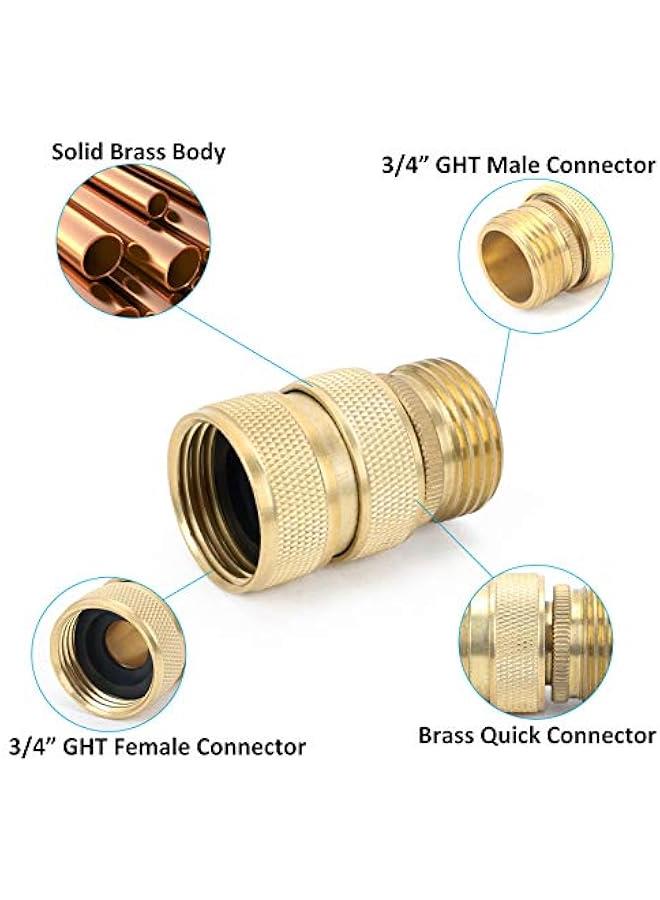 Generic Brass Full Flow Garden Hose Quick Release Connect Adaptor Fitting, Full Port Solid Brass Outdoor Water Hose Quick Disconnect Connector Coupler with Male and Female, with 4 Hose Washers - 3 Sets  - Image 3