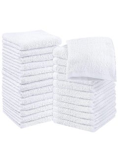 Pearl Coast Pack of 24 White Cotton Washcloths Set Premium Cotton, Premium Quality Face Cloths, Highly Absorbent and Super Soft  - Image 1