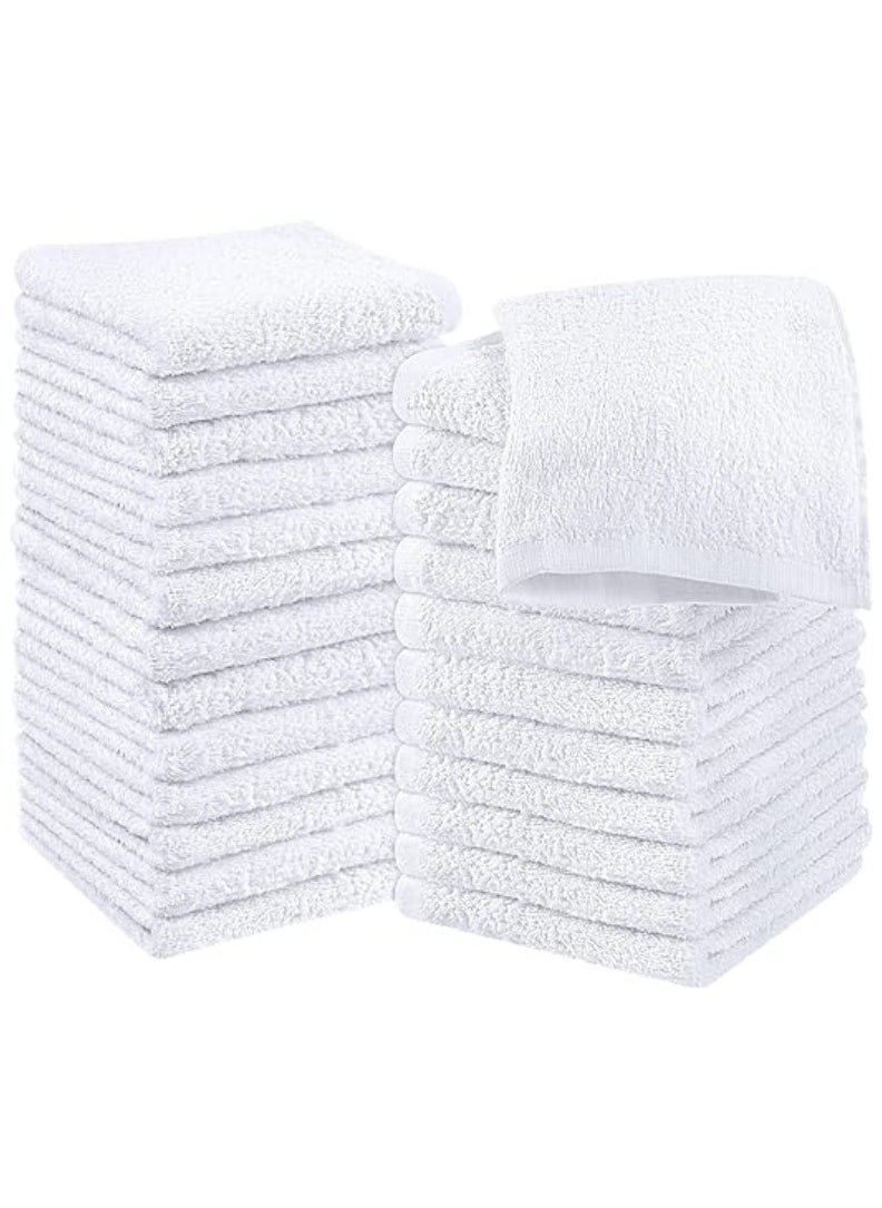 Pearl Coast Pack of 24 White Cotton Washcloths Set Premium Cotton, Premium Quality Face Cloths, Highly Absorbent and Super Soft  - Image 1