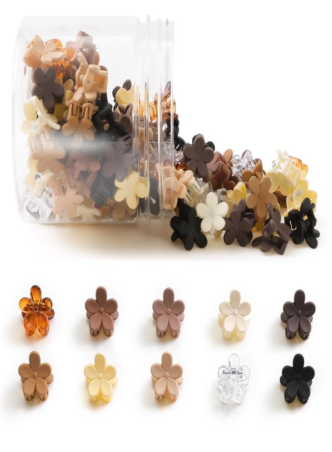 CHIROGRAPHY مجموعة مشابك شعر صغيرة على شكل زهور من CHIROGRAPHY، 100 قطعة، للنساء والفتيات | إكسسوارات شعر صغيرة غير لامعة | مشابك شعر صغيرة لطيفة على شكل فك، دبابيس شعر، ومشابك شعر صغيرة - Image 1