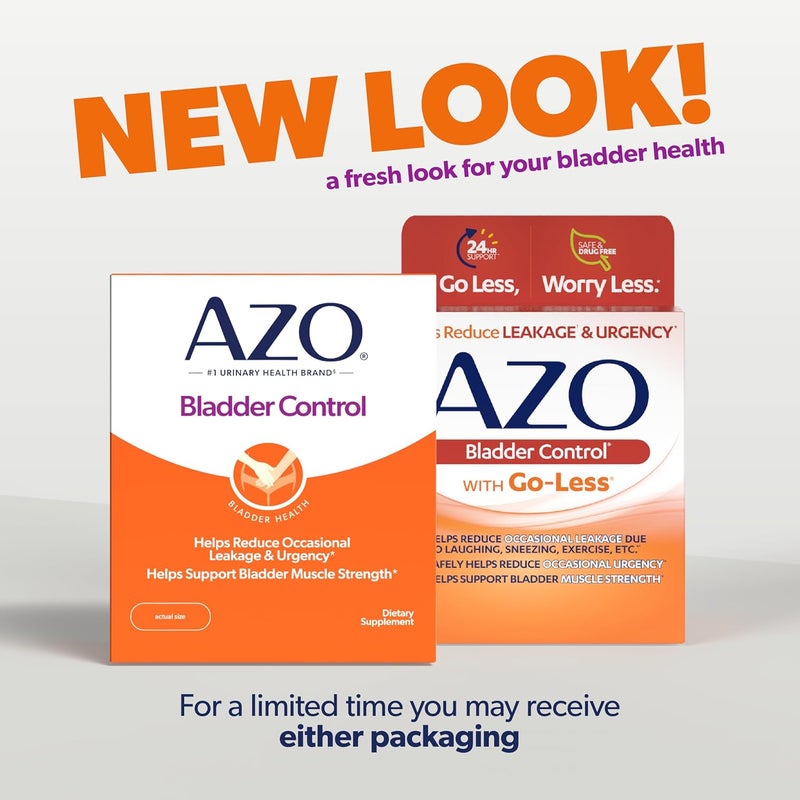 AZO Bladder Control with Go-Less Daily Supplement | Helps Reduce Occasional Urgency* | Helps reduce occasional leakage due to laughing, sneezing and exercise | 54 Count Capsules - Image 2