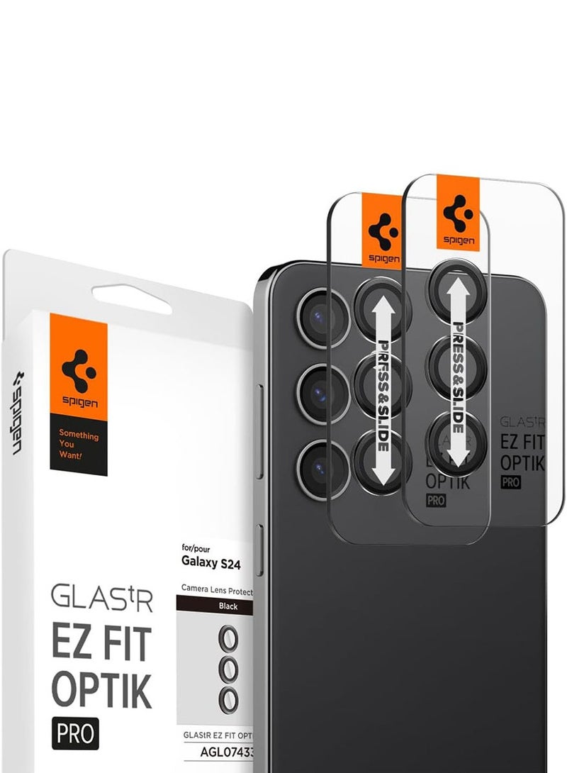 Spigen Glastr Ez Fit Optik Pro Samsung Galaxy S24 Camera Lens Protector [2 Pack] - Black - Image 1
