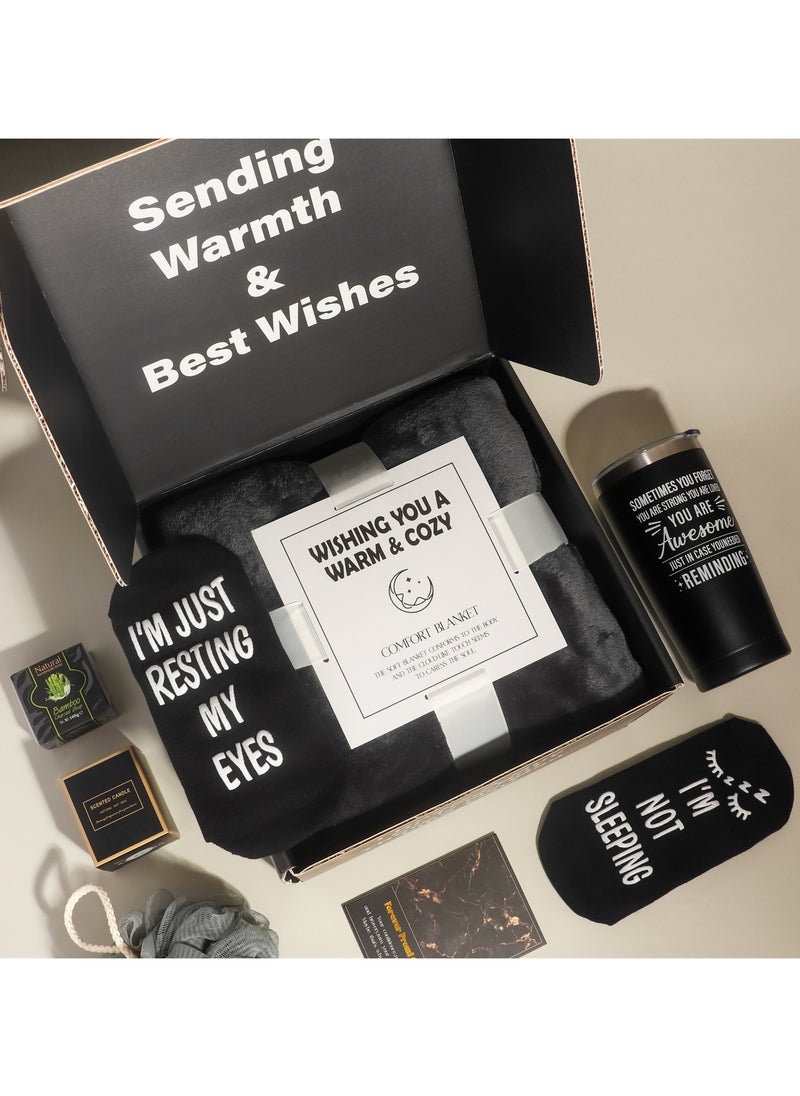 MissTiara - Gift Basket for Men - Birthday Gift Box, Get Well Soon Gift Set Contains 12 Inspirational Gifts, Relaxing Spa Treatment Package for Men, Friendship Friend Gifts for Men - Image 1