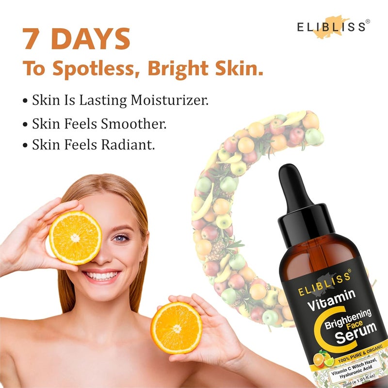 ELIBLISS Vitamin C Skin Clearing Serum For Brightening AntiAging Skin Repair Dark Circle Pack Of 2 - Image 2