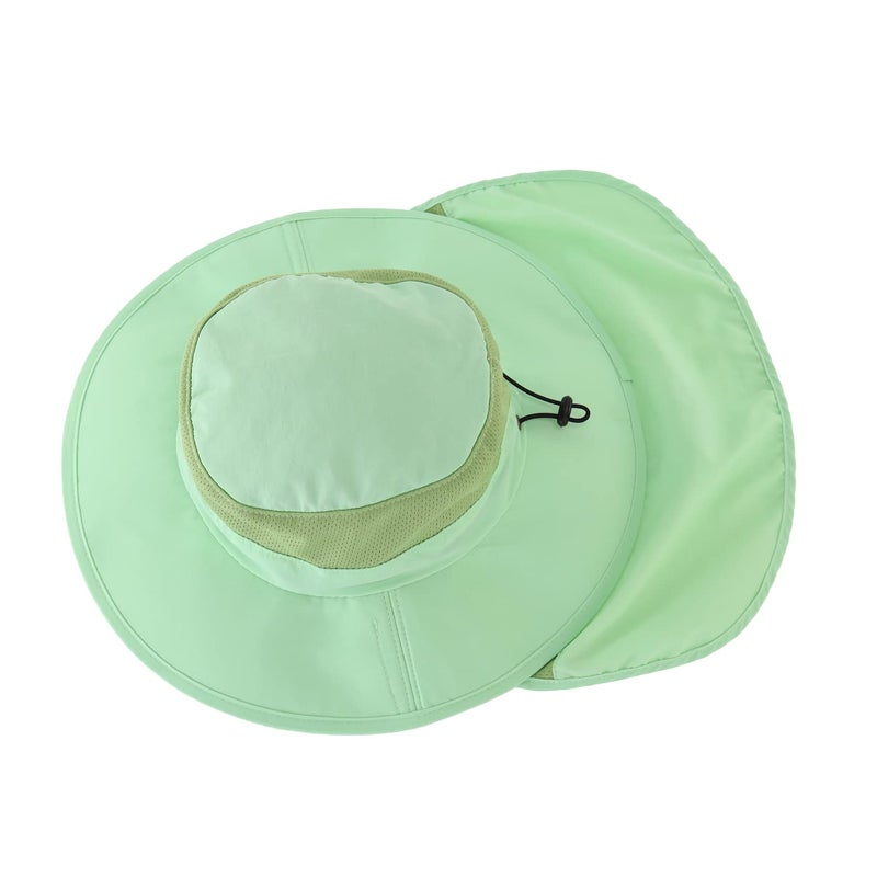 Home Prefer Toddler Sun Hat UPF50+ Kids Wide Brim Bucket Hat Boys Fishing Hat with Neck Flap (Mint) - Image 3