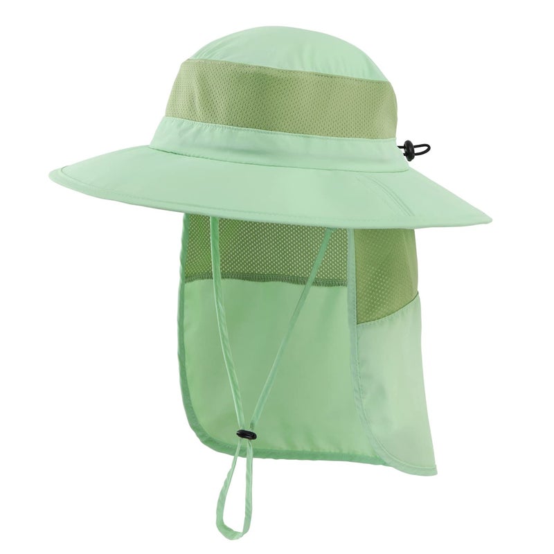 Home Prefer Toddler Sun Hat UPF50+ Kids Wide Brim Bucket Hat Boys Fishing Hat with Neck Flap (Mint) - Image 1