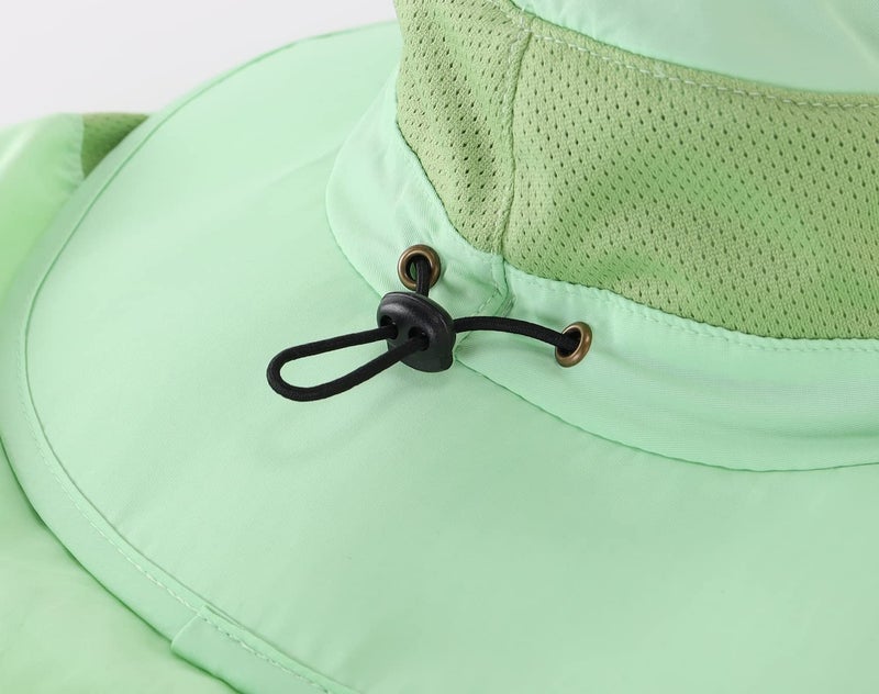 Home Prefer Toddler Sun Hat UPF50+ Kids Wide Brim Bucket Hat Boys Fishing Hat with Neck Flap (Mint) - Image 5