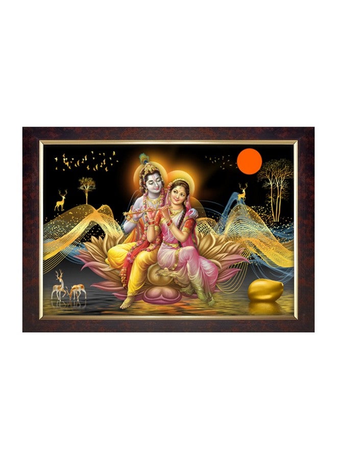 Dharvika Innovations Dharvika Innovations Radha Krishna Photo Frame Big Size Home Decoration with Sparkle Coated Lamination (14x20 Inch) - 20489 - Image 1