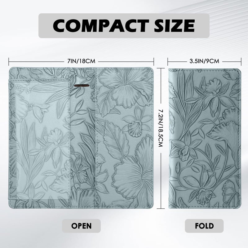 Pisypox Checkbook Cover for Personal Checkbookï¼ŒSoft PU leather with a detailed embossed flower patternï¼Œwith Pen Holder & Built-in Clear Plastic Divider for Duplicate Checks - Image 2